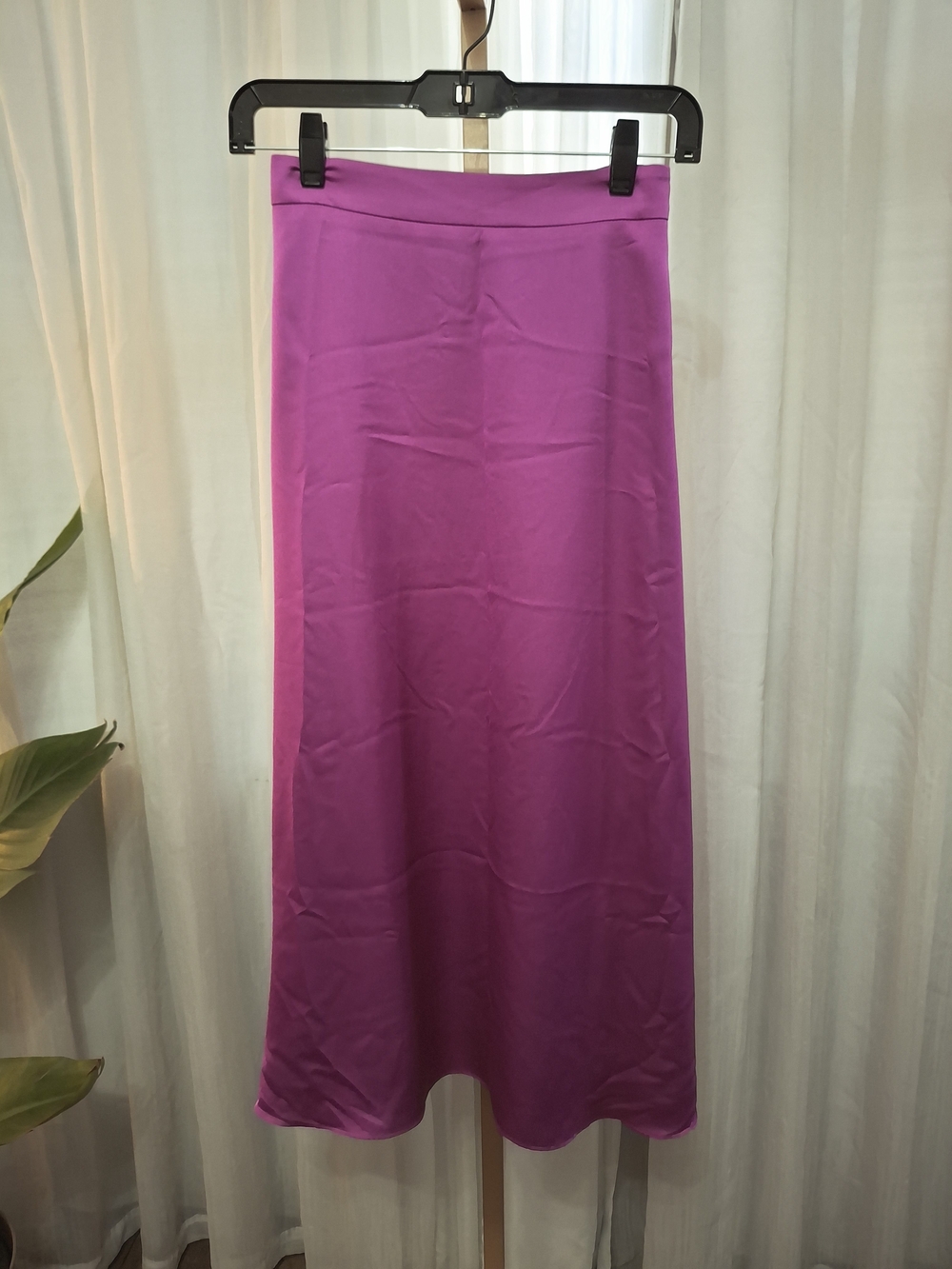 Women's Purple Midi Skirt - Sleek A-Line Silhouette